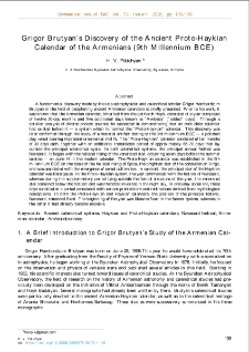 Grigor Brutyan&rsquo;s Discovery of the Ancient Proto-Haykian Calendar of the Armenians (9th Millennium BCE