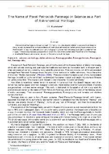 The Name of Pavel Petrovich Parenago in Science as a Part of Astronomical Heritage