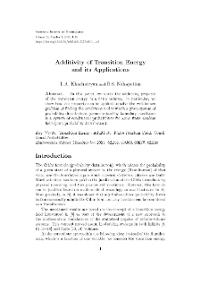 Additivity of Transition Energyand its Applications