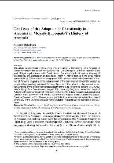 The&nbsp;Issue&nbsp;of&nbsp;the&nbsp;Adoption&nbsp;of&nbsp;Christianity&nbsp;in&nbsp;Armenia&nbsp;in&nbsp;Movsēs&nbsp;Khorenats&rsquo;i&rsquo;s&nbsp;History&nbsp;of Armenia