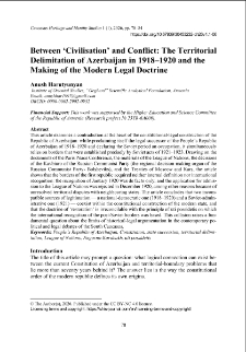 Between &lsquo;Civilisation&rsquo; and Conflict: The Territorial Delimitation of Azerbaijan in 1918&ndash;1920 and the Making of the Modern Legal Doctrine