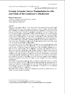 Erasing Armenia: Source Manipulation in a Recent Study of the Gandzasar Catholicosate