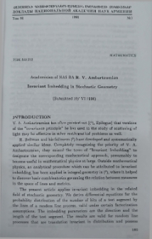Invariant Imbedding in Stochastic Geometry