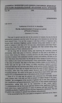 On the Ambartsumian's Concept on Activity of Nuclei of Galaxies