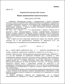 Модель формирования пористой матрицы