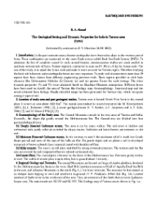 The Geological Setting and Dynamic Properties for Soils in Tartous area (Syria)