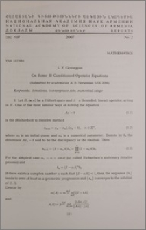 On some III conditioned operator equations