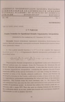 Fourier Formular for Equidistant Hermite Trigonometric Interpolation