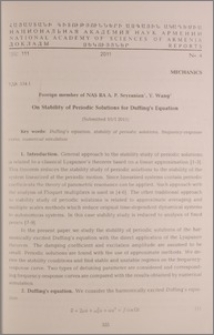 On Stability of Periodic Solutions for Duffing's Equation