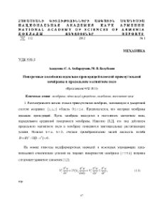 Поперечные колебания идеально проводящей плоской прямоугольной мембраны в продольном магнитном поле