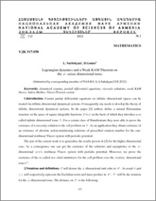 Lagrangian dynamics and a Weak KAM Theorem on the d− infinite dimensional torus
