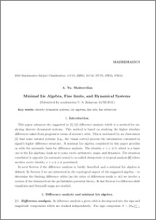 Minimal Lie Algebra, Fine limits, and Dynamical Systems