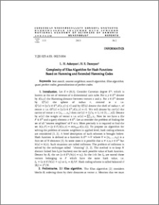 Complexity of Elias Algorithm for Hash Functions Based on Hamming and Extended Hamming Codes