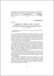 Microbiological Control of Dangerous Infections Vectors
