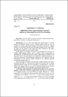 Rigid Body Points Approximating Concentric Spheres in Alternating Sets of its Given Positions