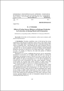 Effects of Carbon Sources Mixtures on Hydrogen Production by Escherichia coli during Mixed-Acid Fermentation