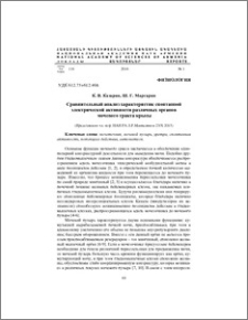 Сравнительный анализ характеристик спонтанной электрической активности различных органов мочевого тракта крысы