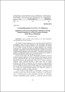 Application of the Krylov-Bogolyubov Method for Solving Integral Equations of a Class of Contact Problems of the Theory of Elasticity