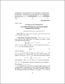 On a Dirichlet Problem for One Properly Elliptic Equation in the Unit Disk