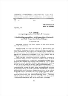 Polar Lipid Pattern and Fatty Acid Composition of Geobacilli and their Temperature Induced Changes