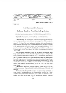 On Lower Bounds for Proofs Sizes in Frege Systems