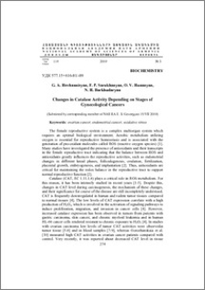 Changes in Catalase Activity Depending on Stages of Gynecological Cancers