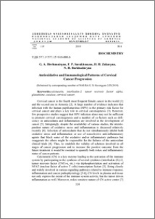 Antioxidative and Immunological Patterns of Cervical Cancer Progression