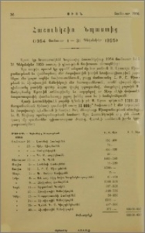 Հաշուեկշիռ նպաստից (1954 յունուար 1-31 դեկտեմբեր 1955)