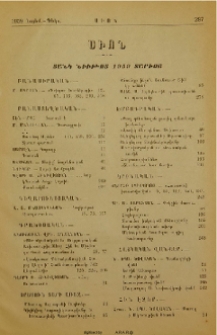 Սիոն. Ցանկ նիւթոց 1959 տարւոյ