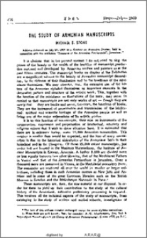The Study of Armenian Manuscripts