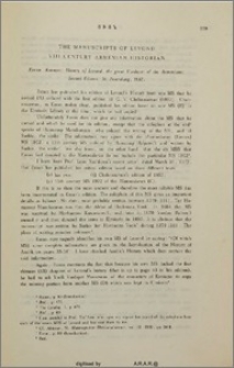 The Manuscripts of Levond - VIII Century Armenian Historian