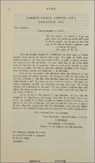 Congratulatory letter of his Grace the Archbishop of Canterbury