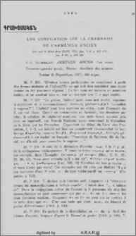 Une Compilation sur la Grammaire de l’Arménien Ancien.