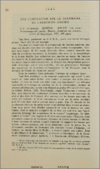 Une Compilation sur la Grammaire de l’Arménien Ancien