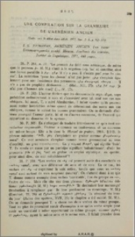 Une Compilation sur la Grammaire de l’Arménien Ancien.