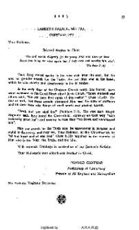 Congratulatory letter of His Grace the Archbishop of Canterbury