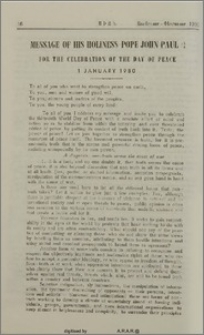 Message of His Holiness Pope John Paul II for the celebration of the day of Peace 1 january 1980