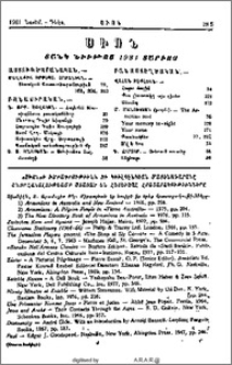 Սիոն. Ցանկ նիւթոց 1981 տարւոյ