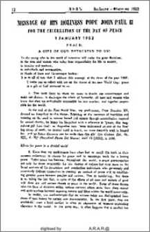 Message of His Holiness Pope John Paul II for the celebration of the day of Peace 1 January 1982