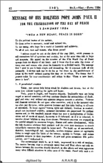 Message of His Haliness Pope John Paul II for the Celebration of the Day of Peace 1 jenuary 1984