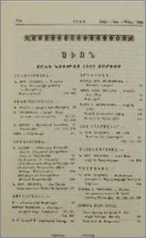Սիոն. Ցանկ նիւթոց 1986 տարւոյ