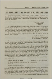 Le Testament de Norayr N. Buzandatzi