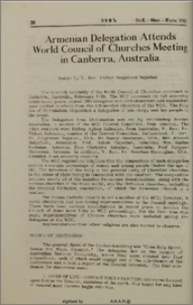 Armenian Delegation Attends World Council of Churches Meeting in Canberra, Australia
