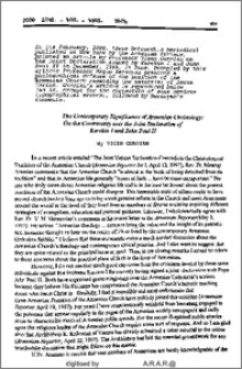 The contemporary significance of Armenian Christology: On the controversy over the Joint declaration of Karekin I and John Paul II