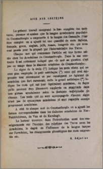 Avis aux lecteurs