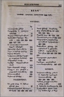 Ցանկ նիւթոց «Արարատ» ամսագրոյ 1890 ամի