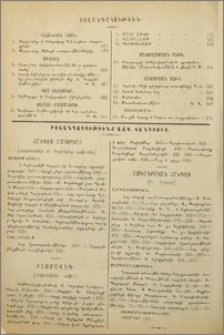 Բովանդակութիւնք ազգ. հանդիսից