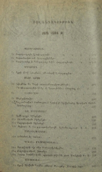 Բովանդակութիւն մարտ 1904 թ.