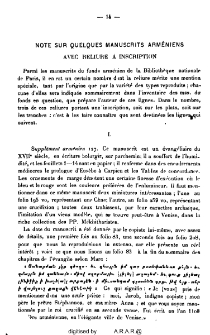 Note sur quelques manuscrits arméniens avac reliure a inscription