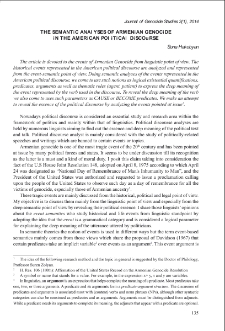 The Semantic Analyses of Armenian Genocide in the American Political Discourse